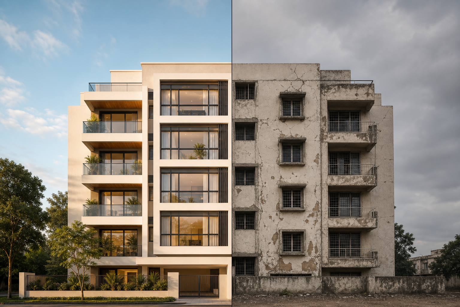 One building, two outcomes — the difference between a redevelopment run on a platform and one run informally.